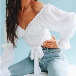 Verge girl feminine appeal tie front crop top